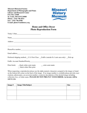 Missouri Photo Reproduction Form