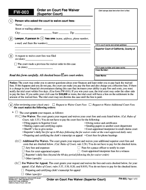 Order on Court Fee Waiver