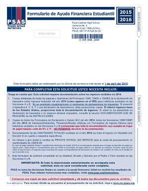 Formulario de Ayuda Financiera Estudiantil 2015