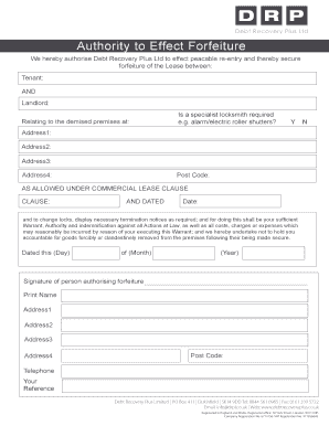 Commercial Lease Forfeiture Authorization