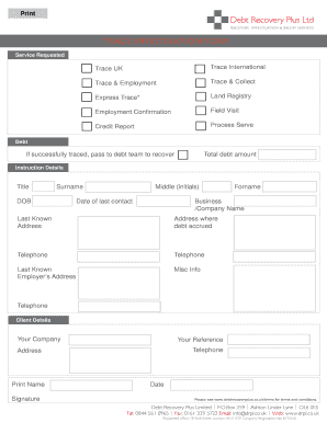 Trace Investigation Form