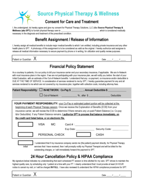 Physical Therapy Consent and Financial Policy