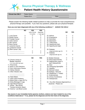 Patient Health History Questionnaire