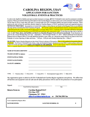 Carolina Region USA Volleyball Event Sanction Application