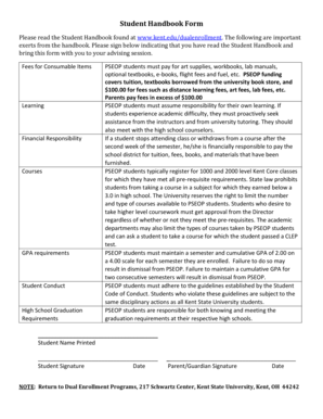 Student Handbook Acknowledgement Form