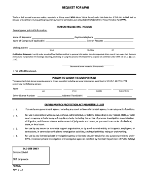 Utah MVR Request Form