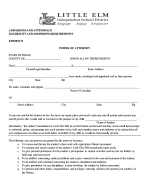Texas Power of Attorney for School Attendance