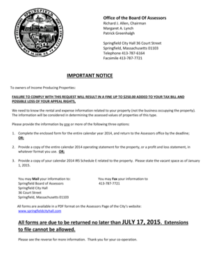 Springfield Income Producing Property Tax Form