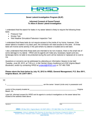 Sewer Lateral Investigation Consent Form