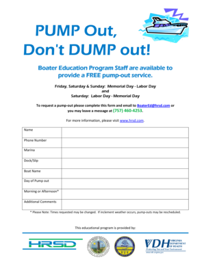 Boater Pump-Out Service Request Form