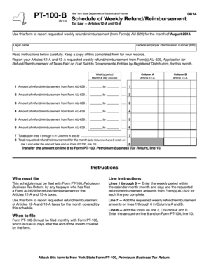 Form PT-100-B:8/14:Schedule of Weekly Refund/Reimbursement ... - tax ny