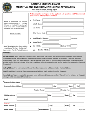Arizona Medical Board MD Initial License Application