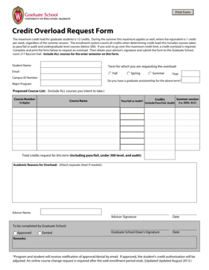 Weekly sales report - Credit Overload Request Form - Graduate School - grad wisc