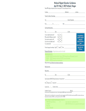 National Migrant Education Conference Registration Form