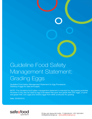 Food Safety Management Statement for Egg Grading