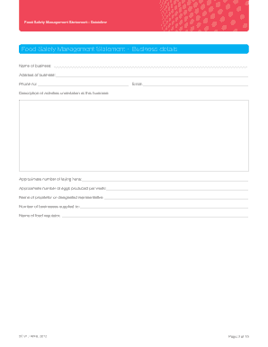 Food Safety Management Statement for Egg Businesses