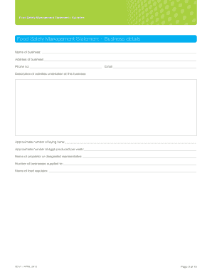 Food Safety Management Statement for Egg Producers
