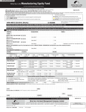 Birla Sun Life Manufacturing Equity Fund Application Form
