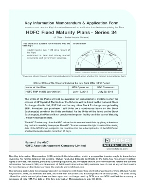 HDFC Fixed Maturity Plans Application Form
