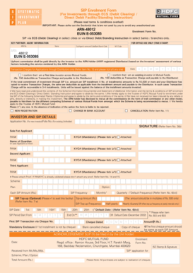 HDFC Mutual Fund SIP Enrolment Form