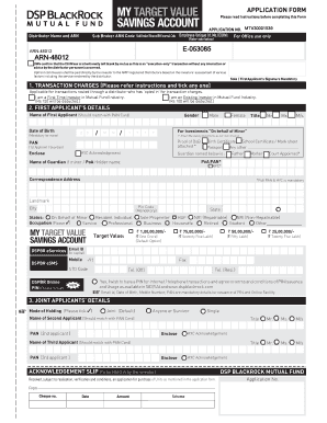 Application Form DSP BLACKROCK My Target Value Saving Account