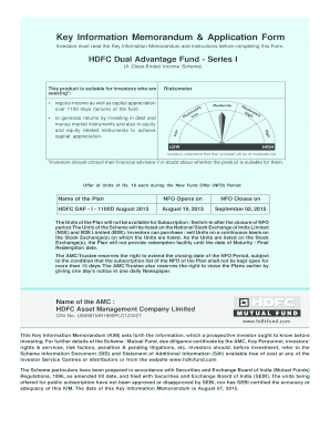 HDFC Dual Advantage Fund Application Form