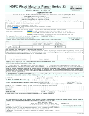 HDFC Fixed Maturity Plans Application Form