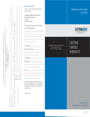 CuttingEdge II Replacement Windows Warranty Claim Form