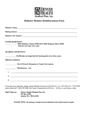 Medicare Member Reimbursement Form