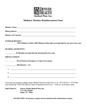 Medicare Member Reimbursement Form
