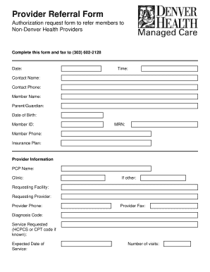 Provider Referral Authorization Request Form