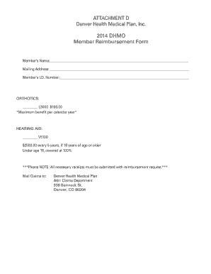 Denver Health Medical Plan Reimbursement Form