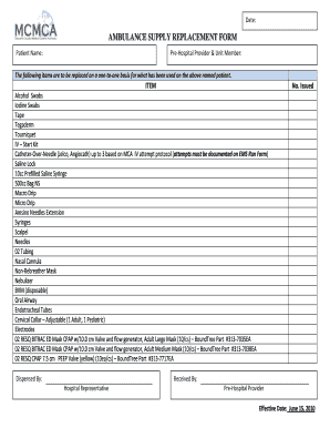 Ambulance Supply Replacement Form