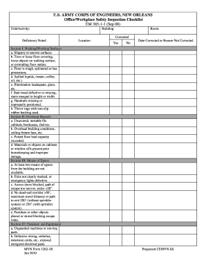 US Army Corps of Engineers Safety Inspection Checklist