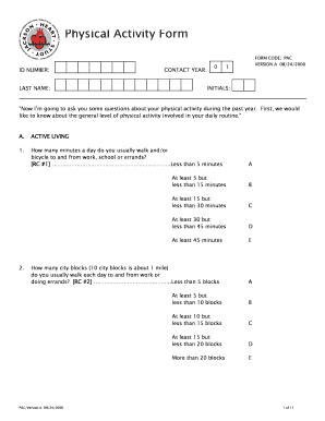 Physical Activity Form