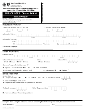 BlueCard Subscriber Claim Form