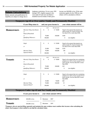 1998 New Jersey Homestead Property Tax Rebate Application