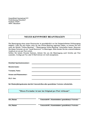 NEUES KENNWORT BEANTRAGEN