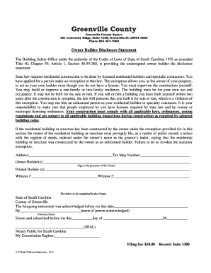 Owner Builder Disclosure