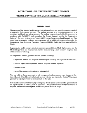 Model Contract for a Lead Medical Program