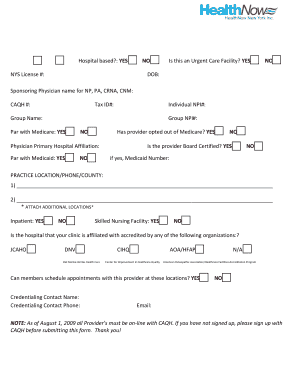 Provider Enrollment Form