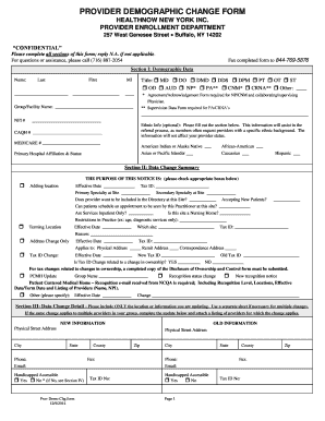 Provider Demographic Change Form