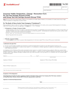 Successor Holder Designation Form for TFSA