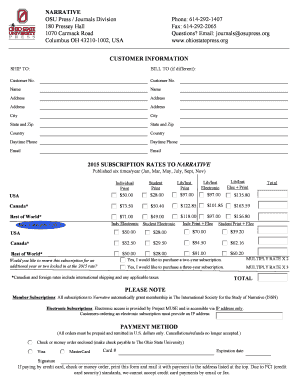 Narrative Magazine Subscription Form