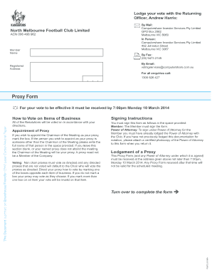 North Melbourne Football Club Proxy Form