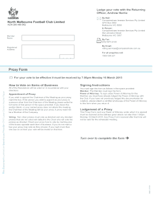 North Melbourne Football Club Proxy Form