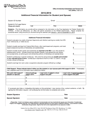 Additional Financial Information for Student