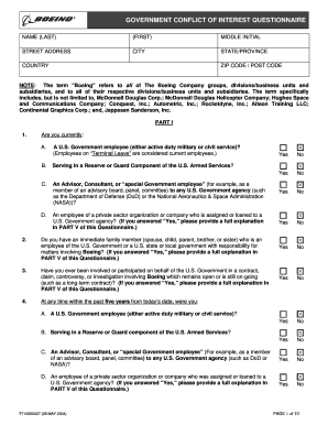 Government Conflict of Interest Questionnaire