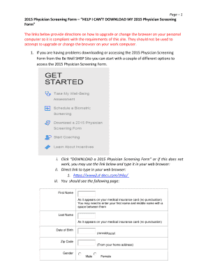 2015 Physician Screening Form