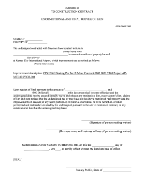 Unconditional and Final Waiver of Lien